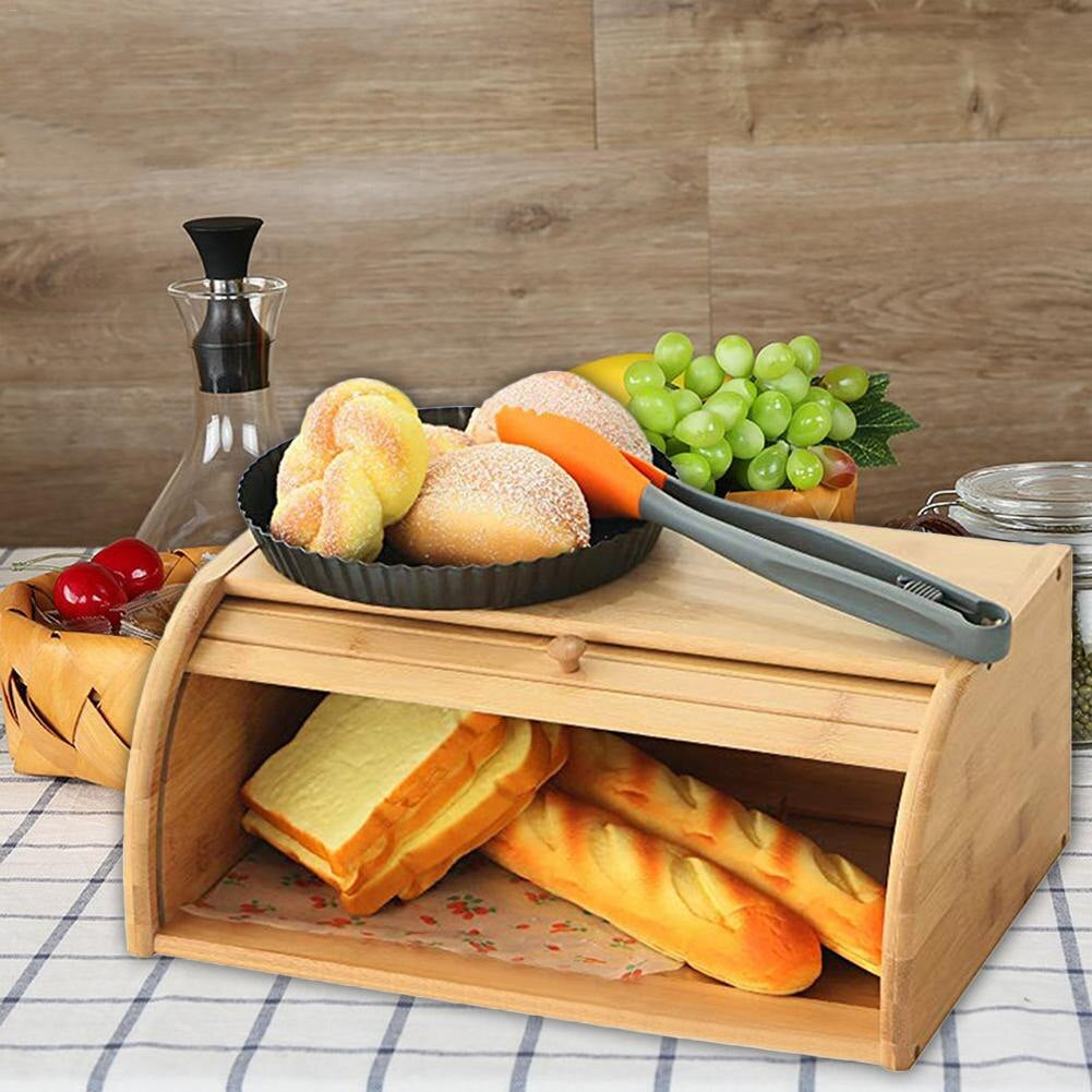 Bamboo BreadBox - With Retractable Lid