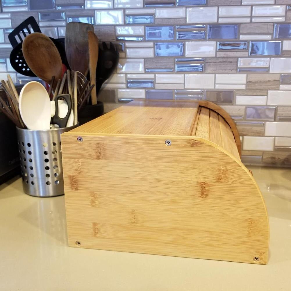 Bamboo BreadBox - With Retractable Lid