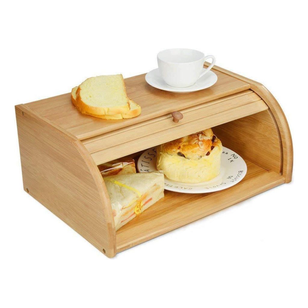 Bamboo BreadBox - With Retractable Lid